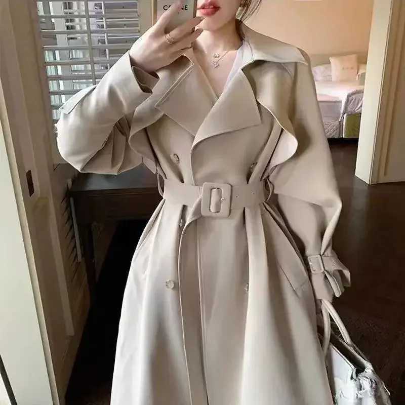 Creamy-white Trench coat Outerwear Women Mid-Length Versatile Spring and Autumn New Korean Series Small British Popular XQ85T251226