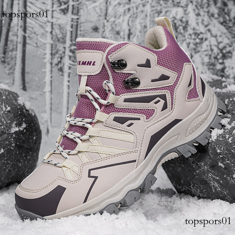 New Autumn Winter Thickened Cotton Women's Couples Mid-top Climbing Off-road Trekking Travel Sports Hiking Shoes