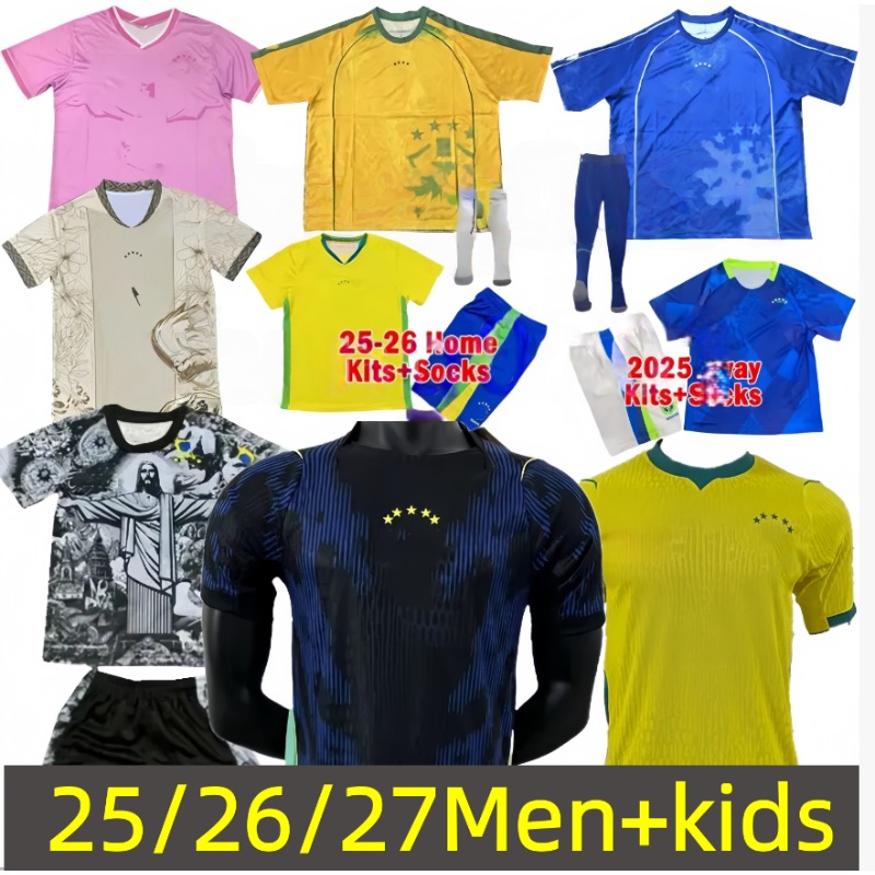 2026 BraziLs Soccer Jersey BrasIL National Team Football Shirt JESUS Special Mens Kids Kit Sets FRED RODRYGO