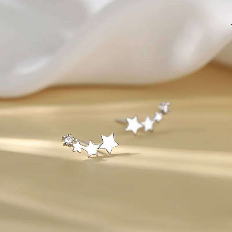 New Fashion Silver Color Stud Earrings Women Gift Banquet Asymmetry Cross Star Earring Girls Jewelry Vintage Accessories Gifts 25H1226