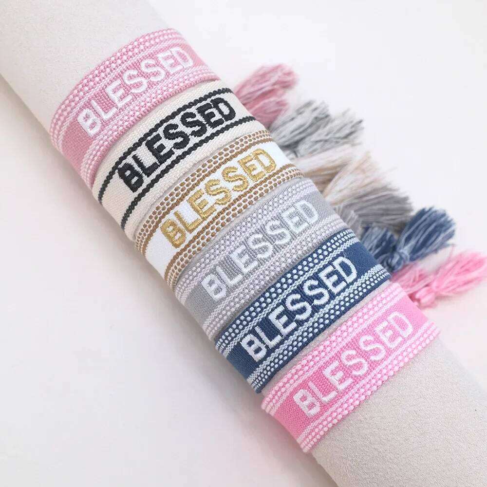 2023 New Adjustable Woven Friendship Couple Bracelet For Women Bohemia Braided Embroidery Letters Tassel Bangles Fashion Jewelry 25T1226