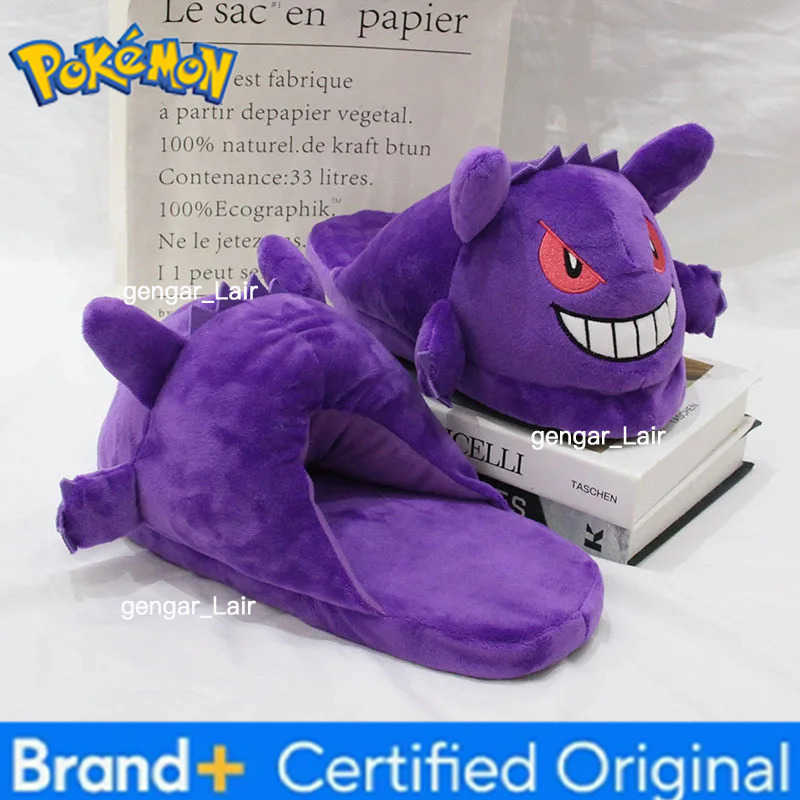 Pokemon Pikachu Gengar Winter Cartoon Warm Plush Slippers Couple Indoor Non-slip House Slides Cute Interest Women Slippers Cotton Shoes W251226