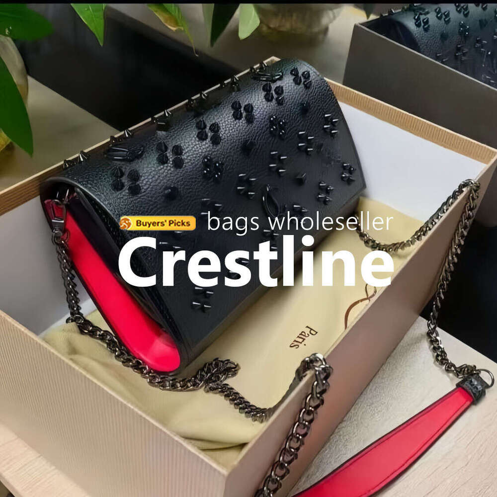 10A Luxury Designer Red Bottom Bag - Women's Nude Black Leather Rivets Gold Silver Chain Shoulder Travel Shopping Bag With Box & Dust Bag