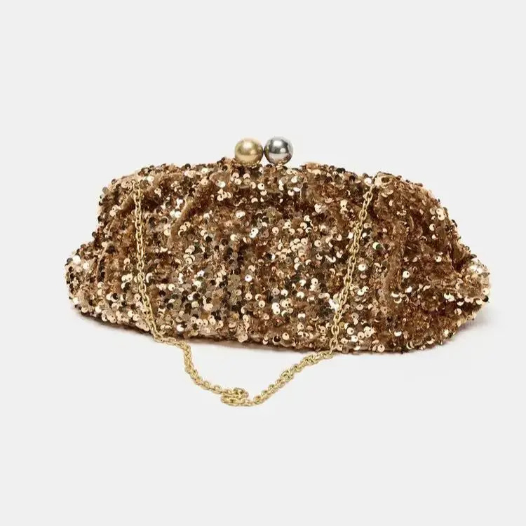 SEQUIN CLUTCH er Handbag for Ladies Elegant Spacious Clip bag with Chains Womens Fashion Shoulder Bag 251223