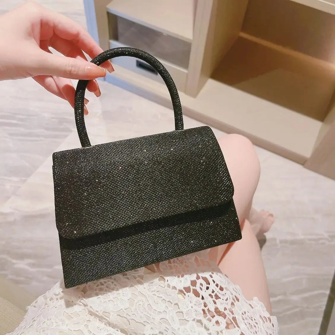 Bucket Sequins Evening Bags Box Ladies Small Clutch Glitter Elegant Handbags Green Merry Christmas Day Purse For Prom Din 251223