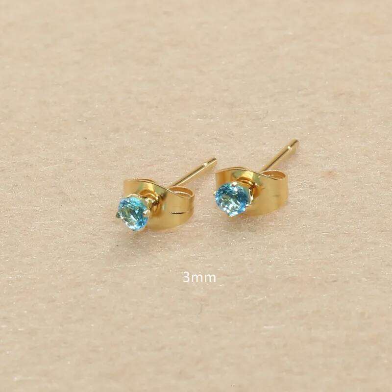 3mm AAA Round Colorful Zircons White Stud Earrings With Stianless Steel Needle Brief Jewelry 20 Colors For Choose No Allergy 25H1226