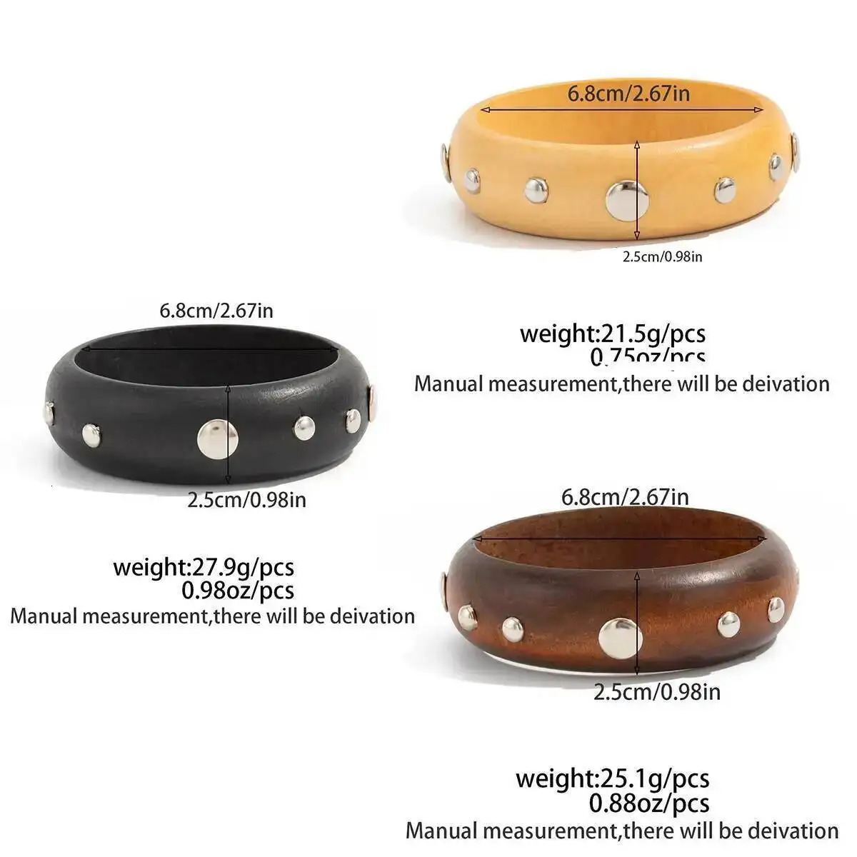 IngeSightZ Vintage Wooden Round Star Rivet Wide Bangle Ethnic Style Geometric y Charm Bracelets Wristband Jewelry 251219