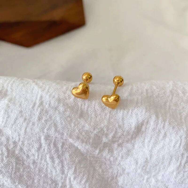 EVISPOL 1Pair Heart for Women Stainless Steel Love Cartilage Earrings Screw Back Stud Earring Body Jewelry Gifts 25H1226