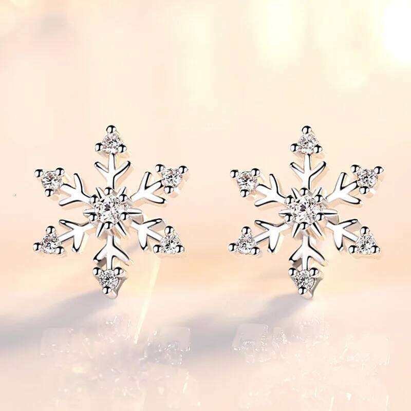 Crystal Zircon Snowflake Stud Earrings For Women Shiny Rhinestone Charm Earring Girls Christmas New Year Birthday Jewelry Gifts 25H1226