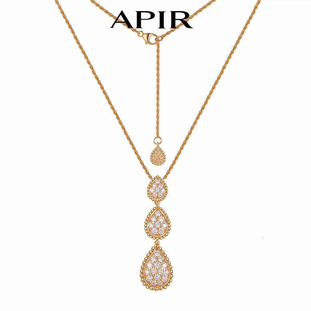 APIR All 5A Zircon Teardrop Bohemian Pendant Pearl-rimmed Vintage Twist Silver Necklace Daily Lowest Price 25N1226