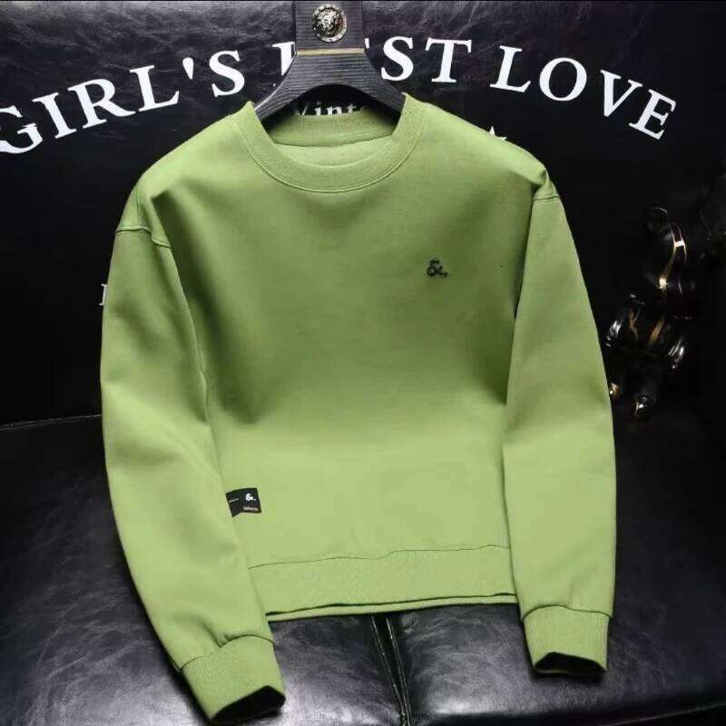 Spring Autumn Men's Trendy Simple Casual Print All Match Sweatshirt Y2k Streetwear Round Neck Long Sleeve Loose Pullover Hoodies