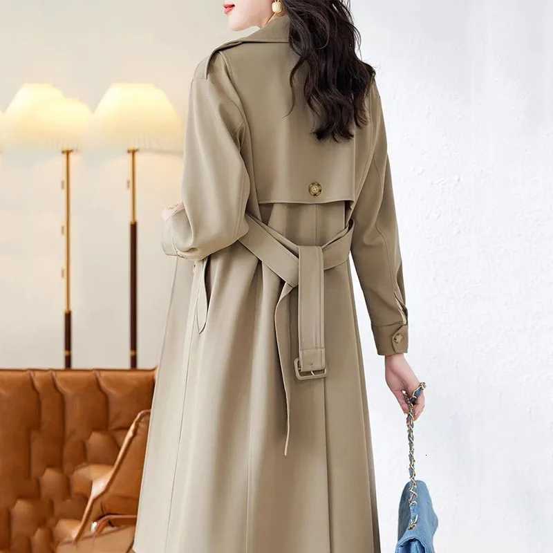 New Women Korean Windbreaker Jacket Spring Autumn Loose Long Parker Overcoat Female Office Formal Wear Casual Trench Coat BeltT251226