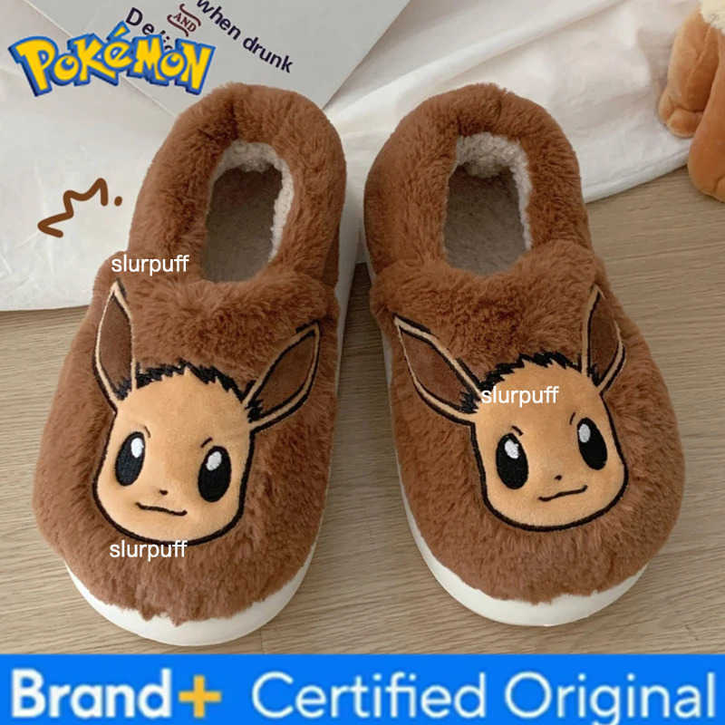 Pokemon Pokmon Genuine Bulbasaur Indoor Fall and Winter Plus Velvet Warm Soft-soled Comfortable Cotton Slippers for Men and Women W251226