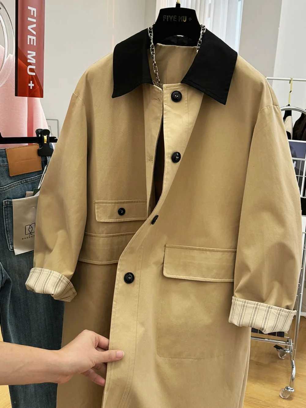 Neploe New Advanced Elegant Panelled Coat Turn-down Collar Mid-length Windbreak Western Safari Style Loose Casual Luxury JacketT251226