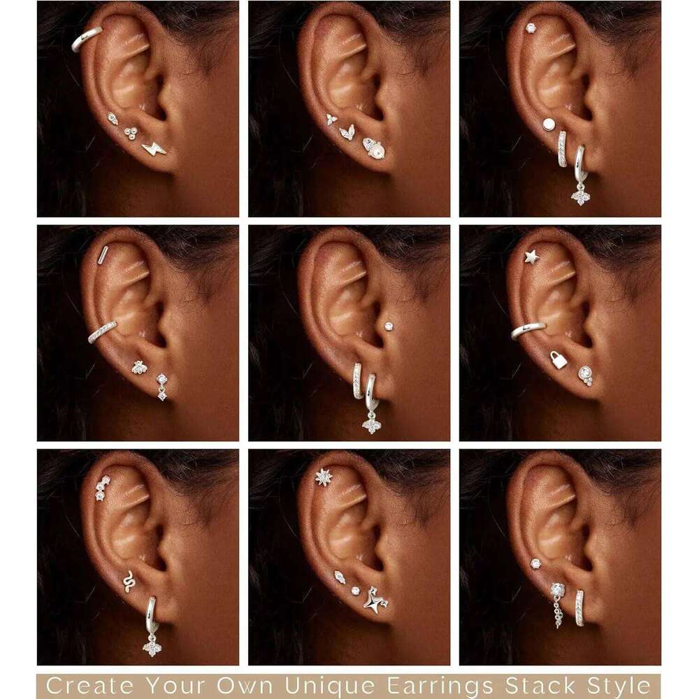 Bobisty 1pc Sensitive Ears Surgical Stainless Steel Earrings for Women Dainty Flat Back Earring Stud Hoop Cartilage 25H1226