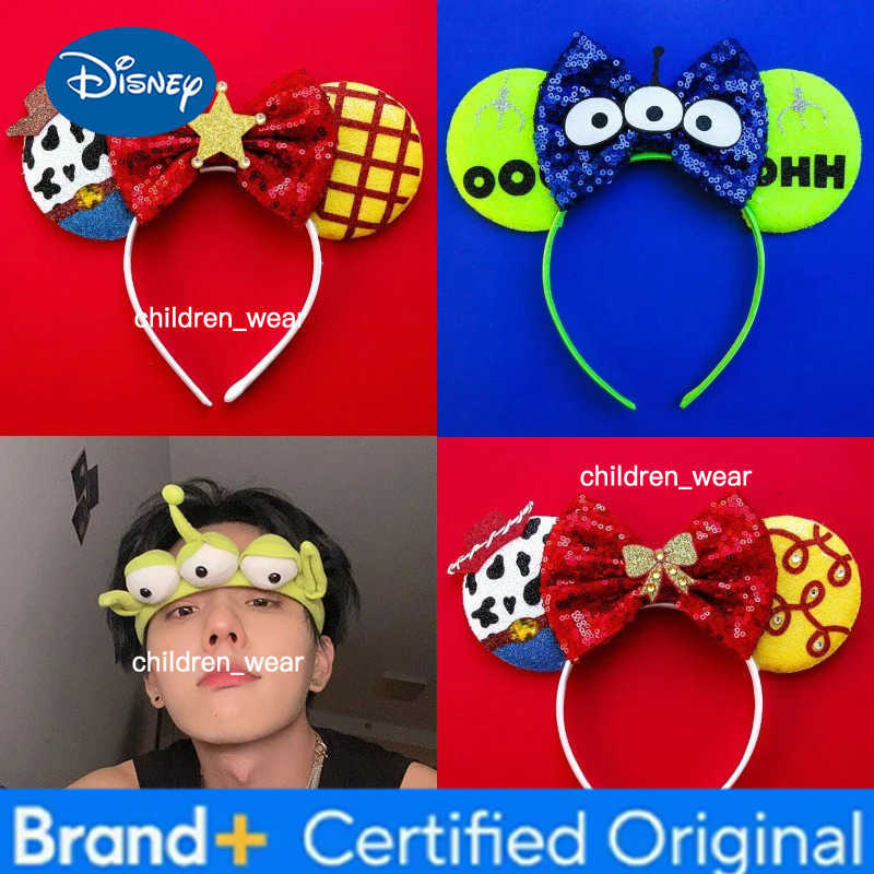 Disney Mickey Mouse Ears Headbands Women Bows Hair Accessories Toy Story Headband for Girls Kids Buzz Lightyear Alien Headwear H251226