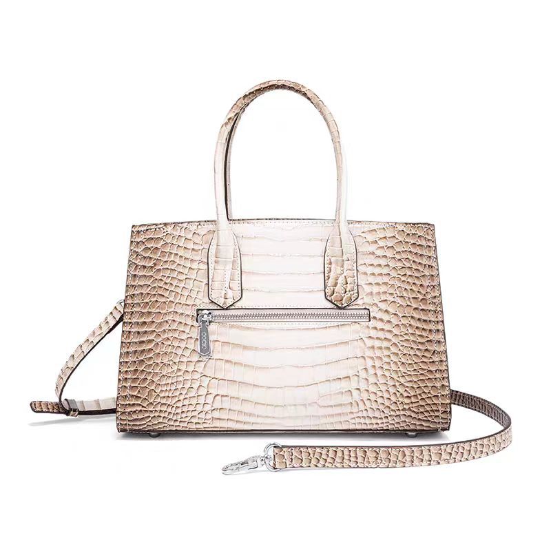 COCIO Himalayan White Crocodile Pattern Platinum Bag New High-Quality Briefcase Luxury Leather Handbag Lady Boss Bag Fashion Shoulder Bag Crossbody Ba