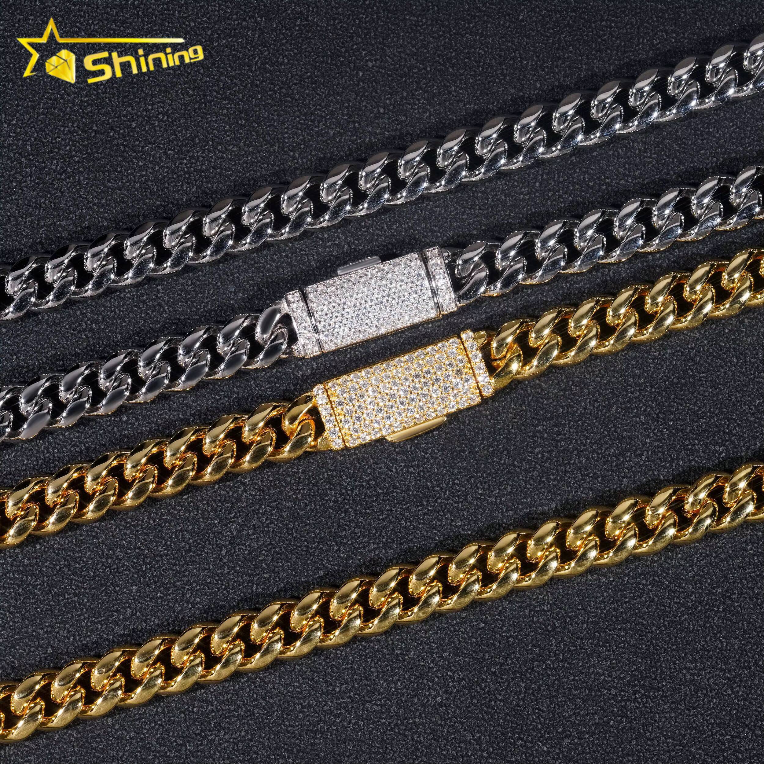 Fast Shipping 8mm Miami Cuban Chain Stainless Steel Silver Moissanite Lock High Quality Cuban Necklace Bracelet