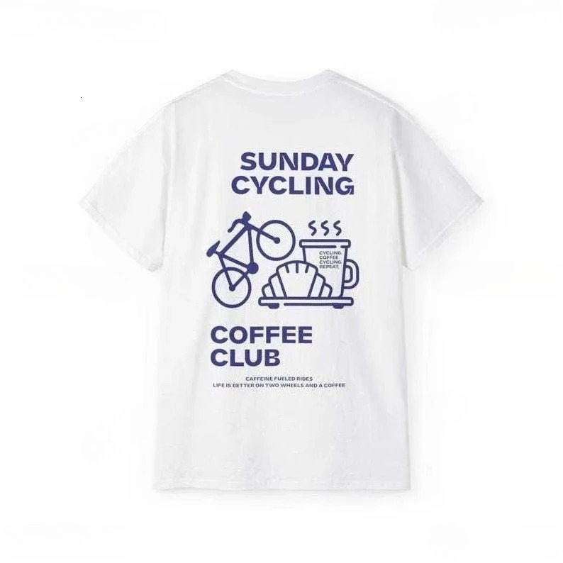 Sunday Cycling Coffee Club Graphic T Shirts Unisex Woman Man Summer Bicycle High Quality T-shirt Classic Breathable Tops 251222