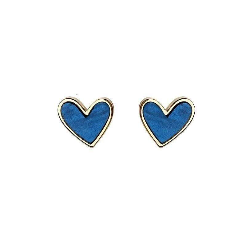 EVISPOL Small Blue Heart Stud Women Black Simple Cute Girls Love Earrings for Birthday Party Jewelry Gifts 25H1226