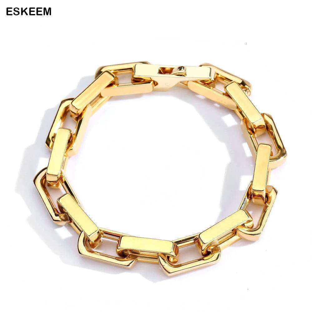 jewelry Fashion Stainless Steel PVD Plated Cuban Bracelet Hip Hop Jewelry Cool Square Bamboo Joint Chain Man Women Gift