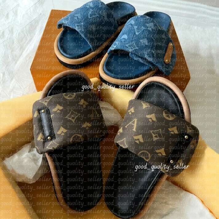 Slides Slippers Designer Pool Pillow Men Sandals Women Platform Slipper Classic Brand Summer Beach Scuffs Flat Comfort Mule Denim Embossed Slide Soft Sandal 35-45