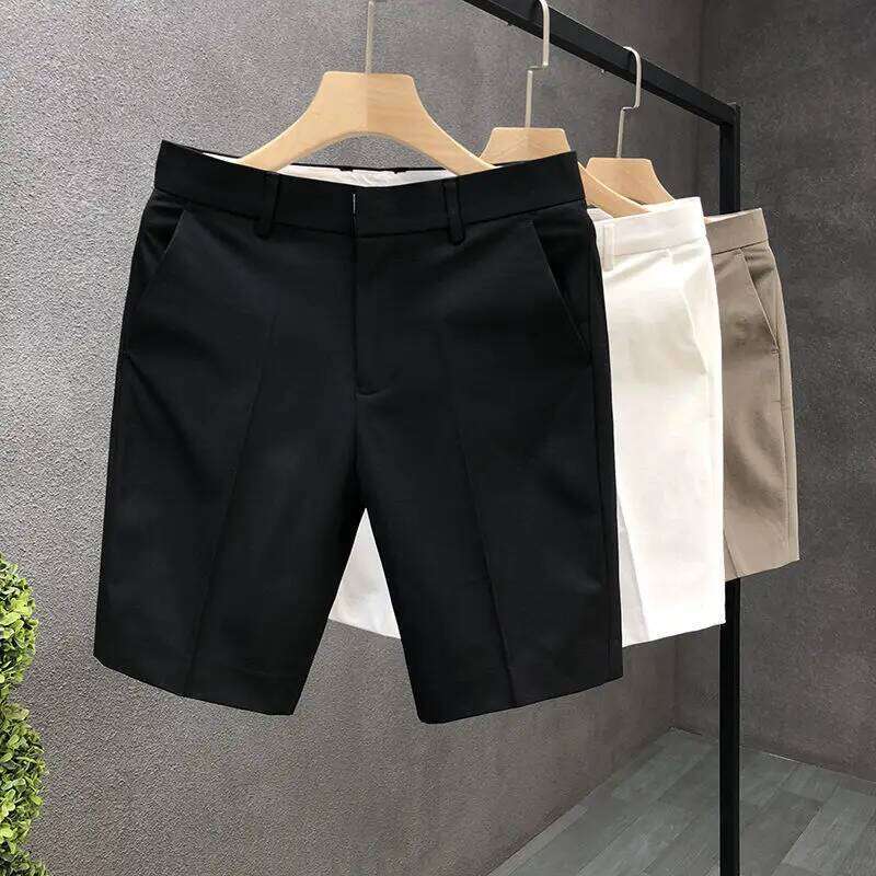 High-End Light Business Suit White Slim Straight Men's Summer Thin Casual Shorts