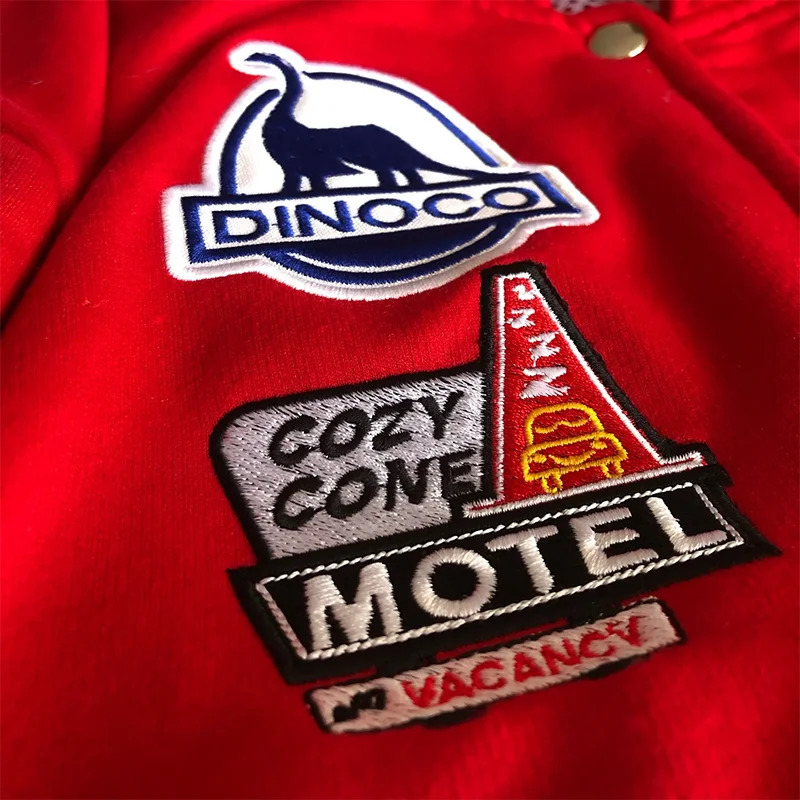Red Black Colorblock Splicing Flame Harajuku Embroidery Oversized Baseball Jacket Y2K Men Women Casual Fashion Streetwear 251226