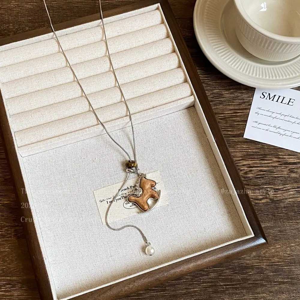 luxury Vintage Horse Sweater Chain Long Boho Clothing Pendant Handmade Wooden Pendant Necklace Gifts M251227