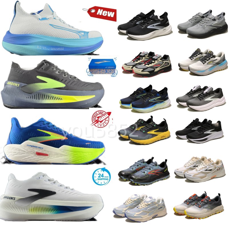 2026 Running Shoes brookes brookshoes Designer Outdoor Sneakers men women Cascadia 18 Launch Adrenaline GTS 23 24 Hyperion Max Ghost Glycerin 21 22 Mens Trainers