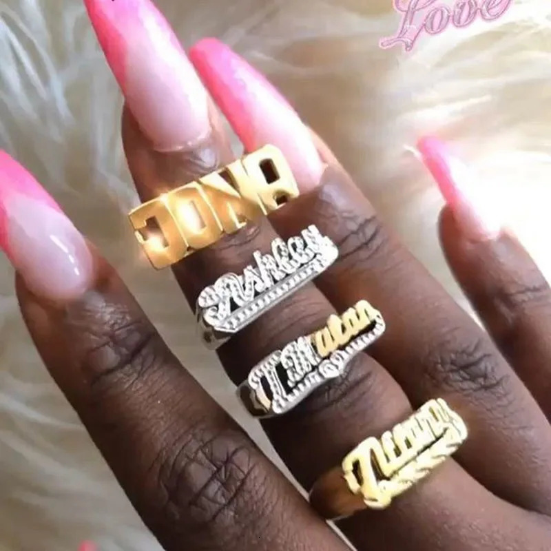DOREMI Personality Hip Hop Ring Women Custom Name Ring for women men Gold Fashion Punk Letter Ring GiftCustom jewelry 251224