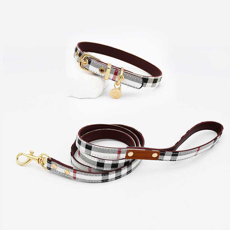 Pet Supplies Pet Dog Harness Leash Collar Set Fashion Designer Cute Plaid Adjustable Vest Outdoor Travel Holiday Everyday Apparel for Small Medium Dog