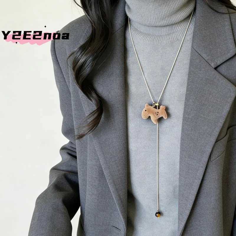 luxury Fashion Plucked Pony Pendant Necklace INS Style Adjustable Cartoon Horse Long Sweater Chain Charm Jewelry Accessories Gifts M251227
