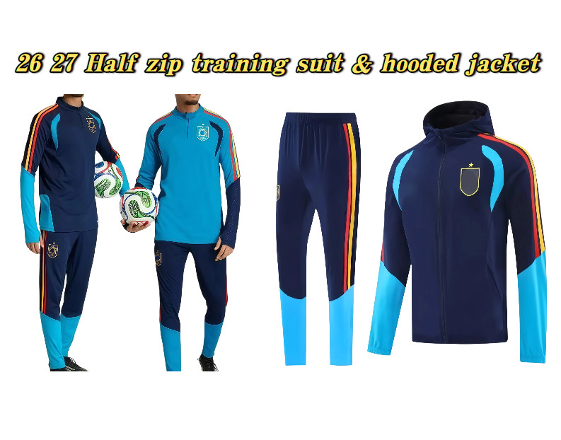 26 27 Spains Long sleeved half pulled jogging tracksuit PEDRI FERRAN MORATA PEDRI Espana Camiseta 2026 world training suit Cup ALCACER SERGIO Men Kids kit uniformes