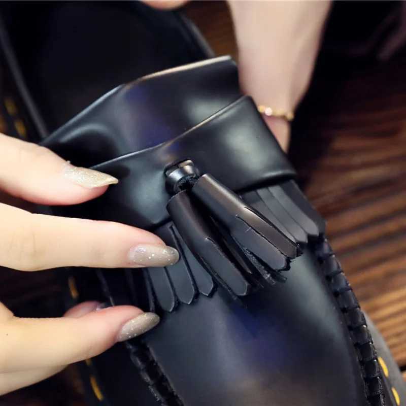 Spring and Autumn Men and Women Loafers 2024 Fashion Tassel Shoes Women Slip-On British Business Casual Leather Shoes Luxury 46 Z251227