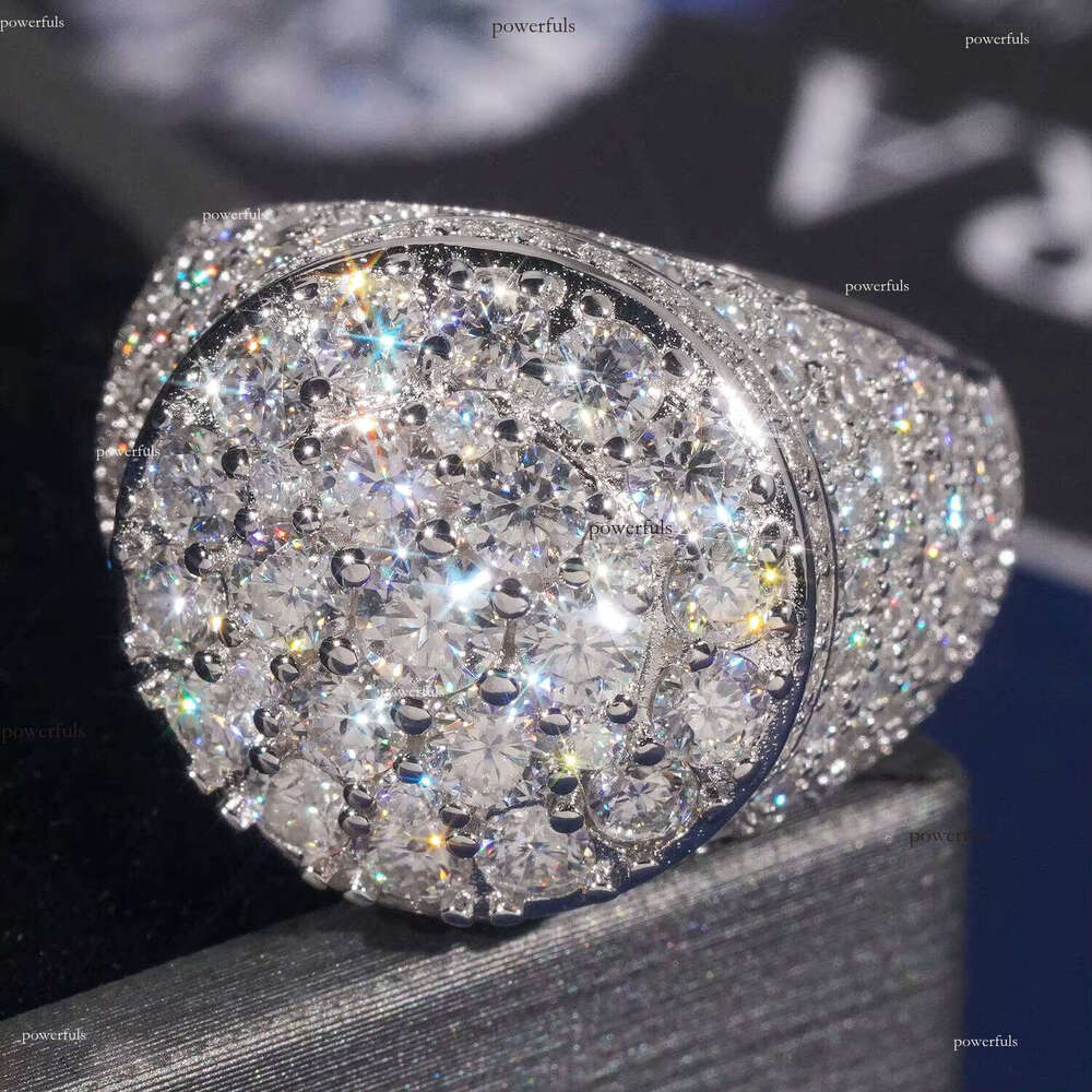 Hot Selling Hiphop Style Men's 925 Silver Moissanite Ring VVS Grade Passes Diamond Tester for Wedding & Everyday Wear