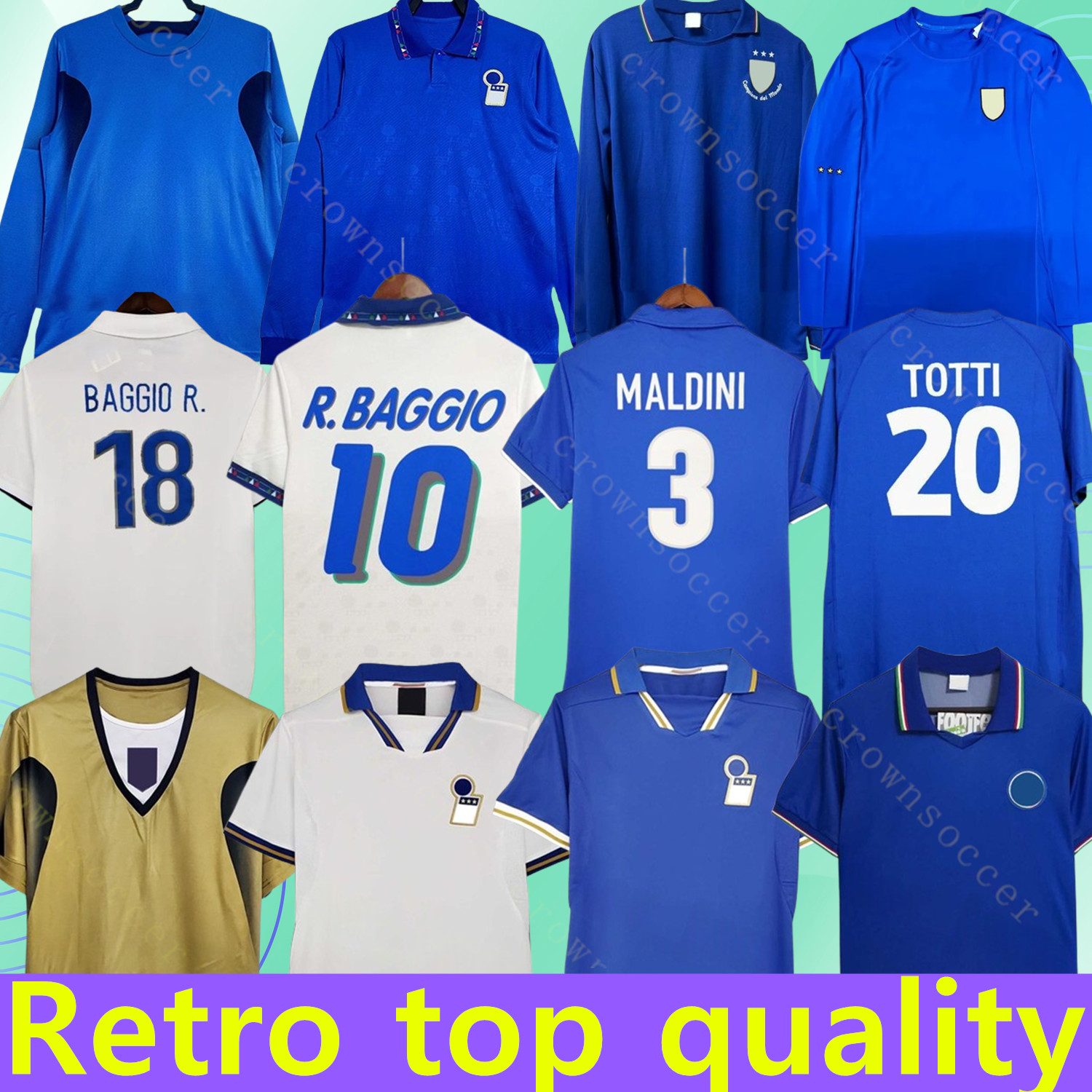 Italy Retro 1985 86 1990 94 98 soccer Jerseys VIALLI 1982 DE ROSSI DEL PIERO GATTUSO 2000 Long sleeve R. BAGGIO 2002 06 2012 MALDINI TOTTI Italia Football Shirts kids kits