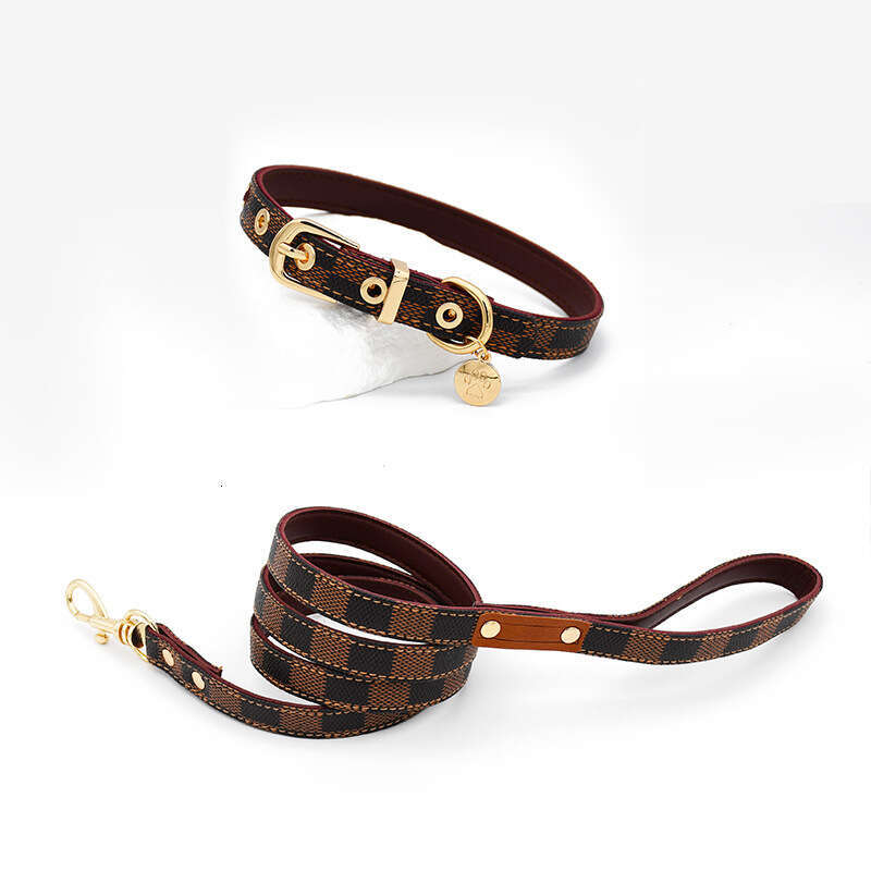 Pet Supplies Pet Dog Harness Leash Collar Set Fashion Designer Cute Plaid Adjustable Vest Outdoor Travel Holiday Everyday Apparel for Small Medium Dog