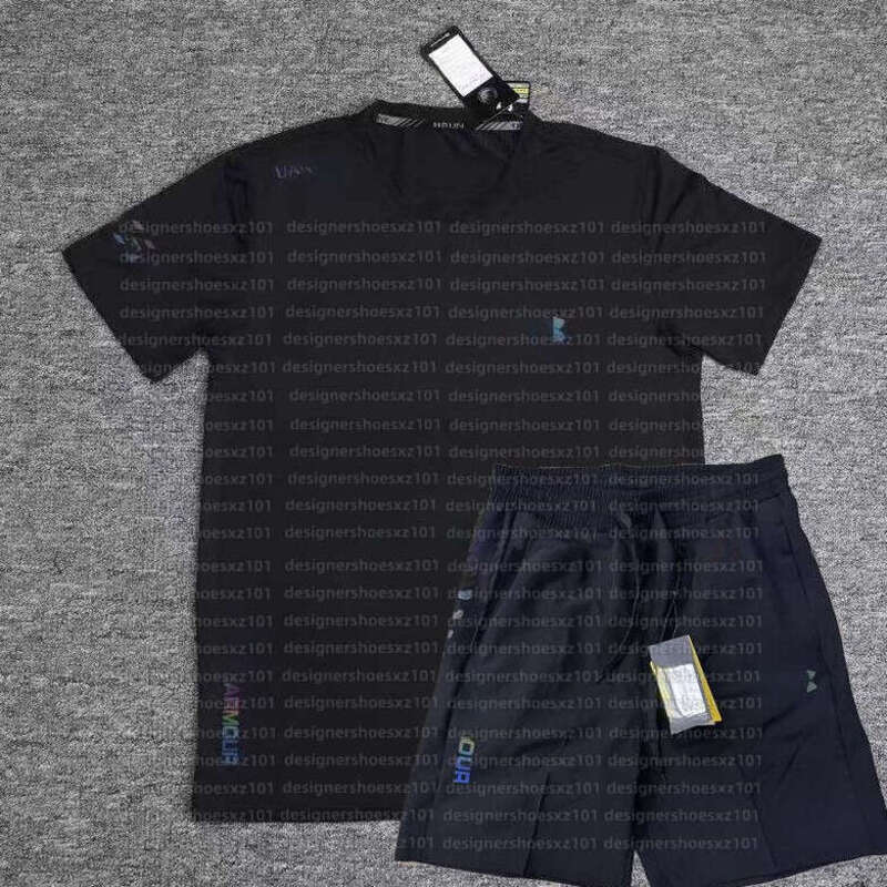 Designer T-shirt Under Amrour T-shirt Yoga Fitness Sports Quick Dry Set Ice Silk Casual Mens Top Five Point Shorts Breathable Running Tech Fleece Gym Tracksuit