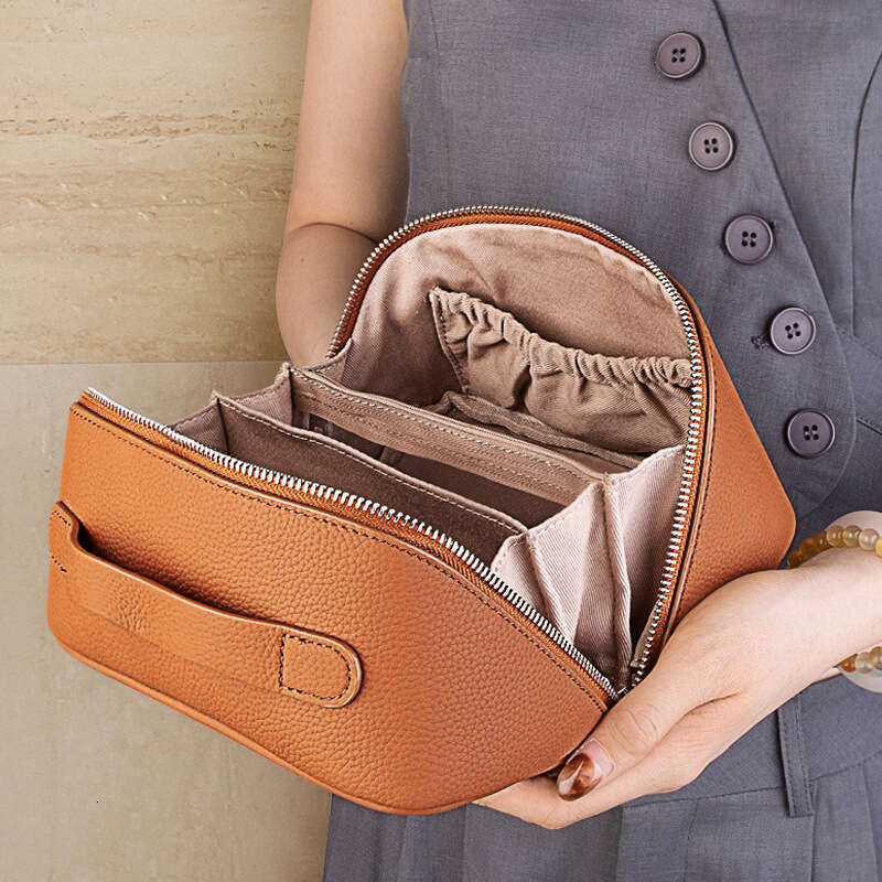 Luxury Shoulder Bags Totes Hobo New Genuine Storage Exquisite Multifunctional Leather Travel Cosmetic Women S Cowhide Small Portable Toiletry Bag