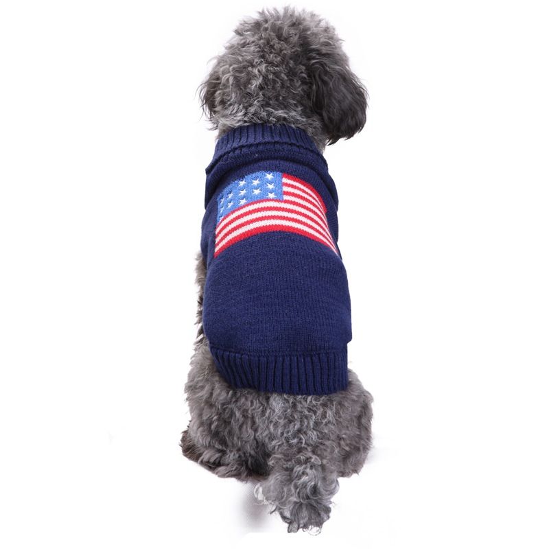 Dog Knitted Sweater USA National Flag Dog Sweater Puppy Sweater Warm Soft Pet Holiday Clothes for Small Medium Cats and Dogs, Large Dog XXL
