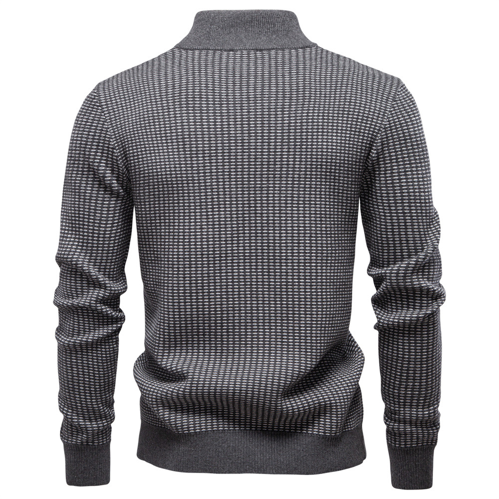 WOZK autumn and winter new men's thick sweater men's half zipper stand up collar business casual sweater men designer
