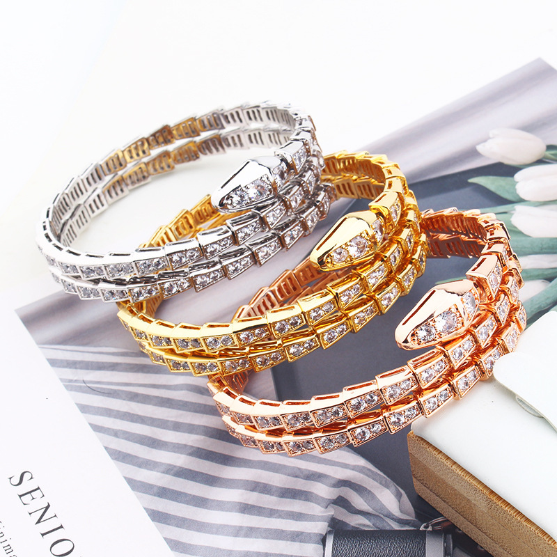 And Style New Creative Snake-Shaped Three-Ring Bracelet Open Personality Unisex Trendy Bracelet Wholesale