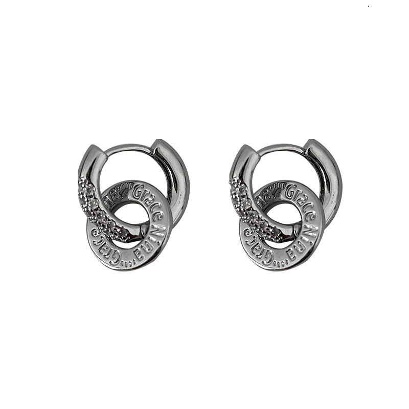 Luxury Creative Design Fashion Jewelry Two-Way Wear Diamond-Studded Double Hoop Earrings New Trendy Stud Earrings Fashionable Versatile Niche Design S