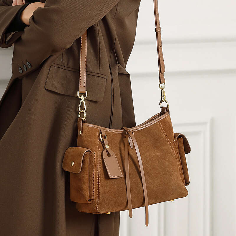 Luxury shoulder bag handbag Hobo retro Melad women's single handle new leather suede cowhide single armpit high-end crossbody bag