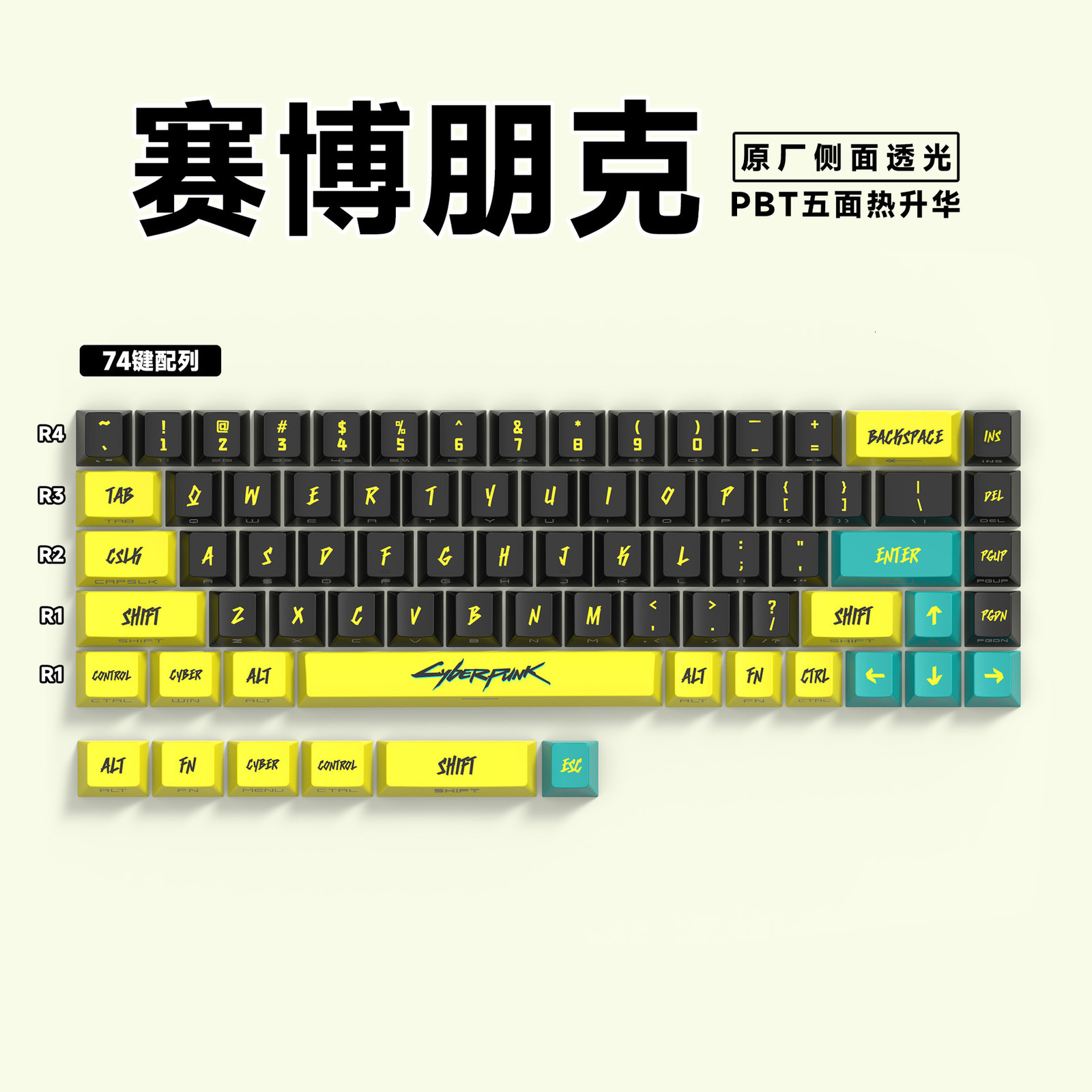 74Key Small Layout Keycaps Original SideEngraved Translucent PBT DyeSublimation Keycaps Compatible with 606168 Mechanical Keyboards 240929