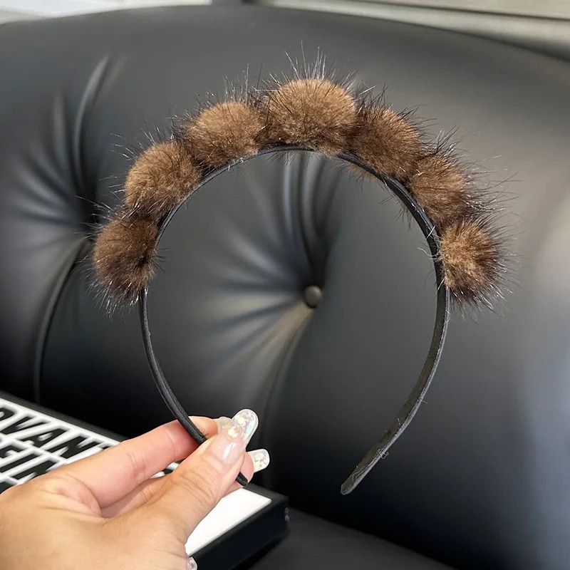 100 Mink Fur Headband Womens Winter Fashion Elegant Hair Accessory Furry Gift 251224 - view 3