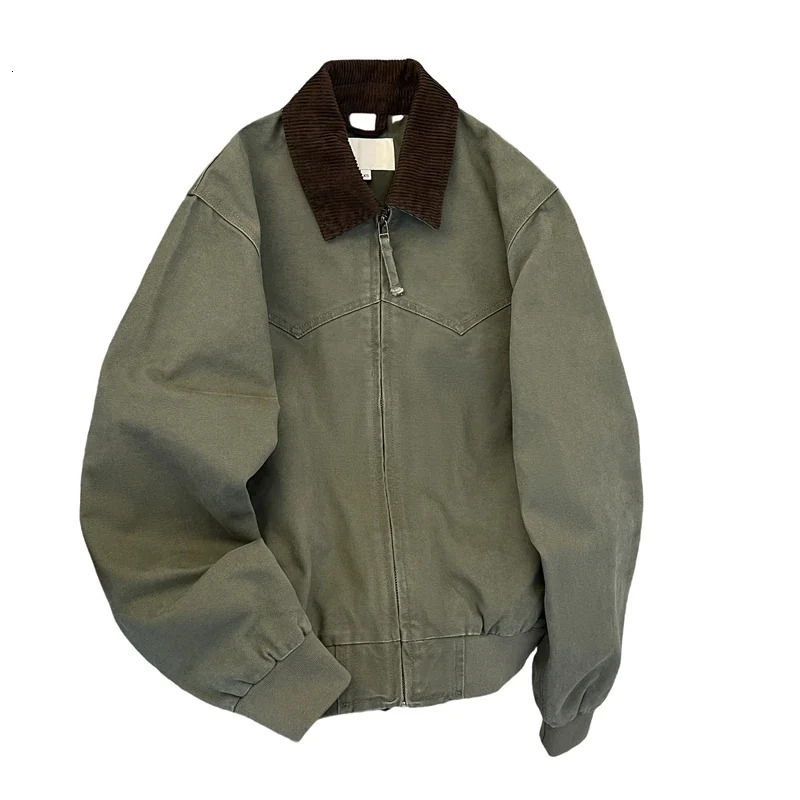 Kahate Detroit American Workwear Mens Loose Motorcycle Autumn Vintage Outerwear Long Zipper 251222 - view 3