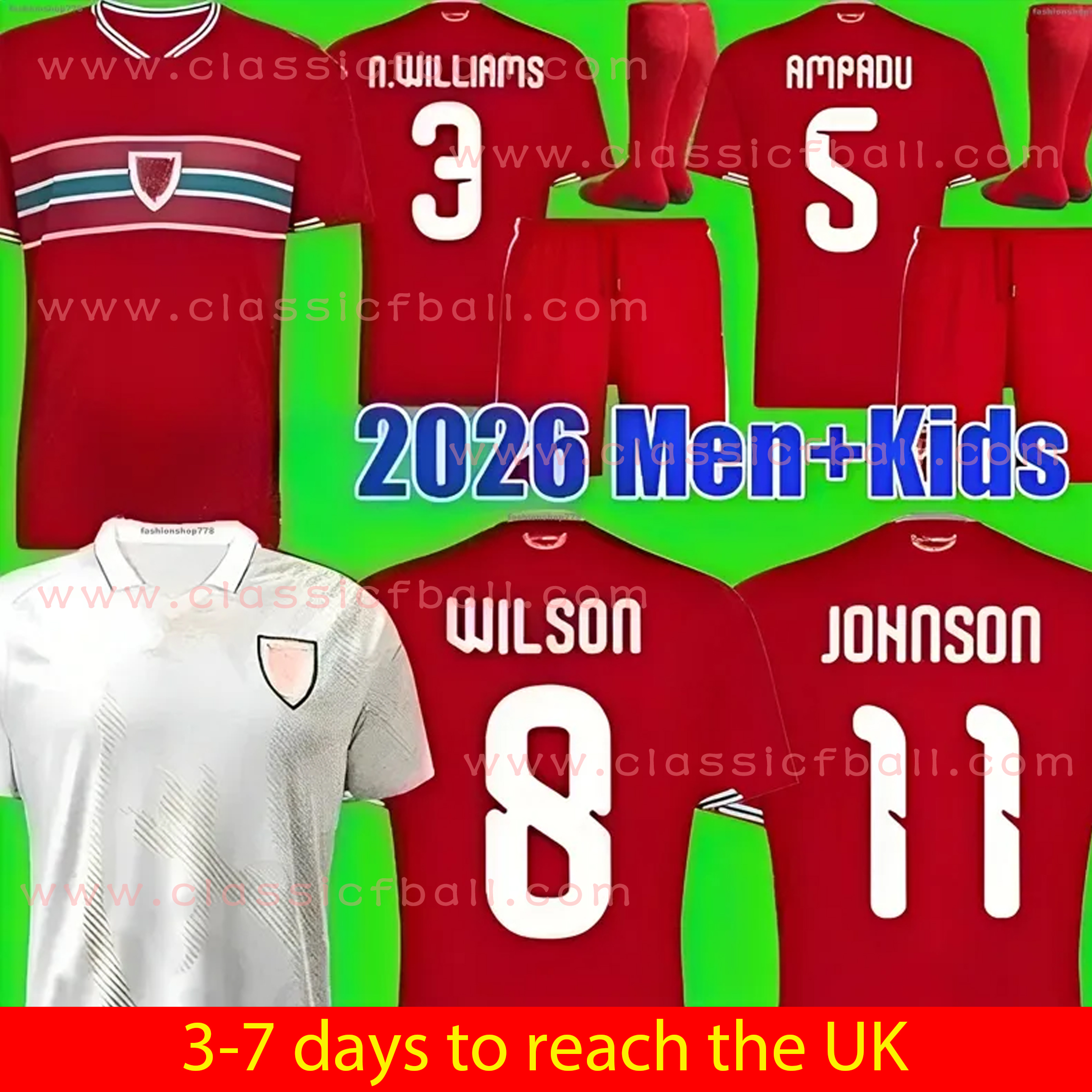 2026 World Cup Wales Soccer Jerseys 26 27 JAMES BALE Men Away Home Red Fans Player Welsh Football Shirts JOHNSON N.WILLIAMS RODON T.ROBERTS MOORE Mens uniform Kids Kits