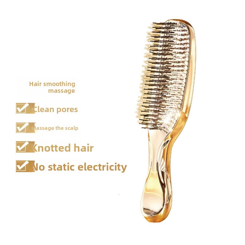 Chuangyou Comb Zeus Scalp Cleaning Massage Fluffy Anti-Hair Loss Shampoo Smooth Hair Wet Dual-Use Electroplated Rose Gold High quality